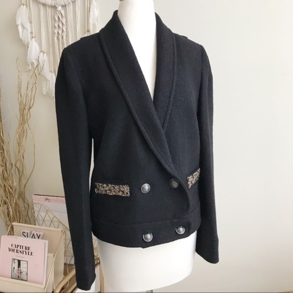 Loft black wool jacket with embellished pockets